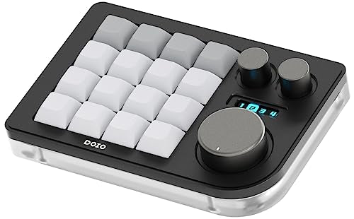 KEEBMONKEY Megalodon Triple Knob Macro Pad Programmable Designer Mini Keyboard 16 Keys (Black) - color: Black