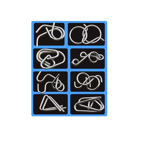 Metal Puzzle Solving,8/16/24/40Pcs 3D Interlocking Metal Wire Puzzles Set for Adults,Brain Teaser Puzzles IQ Logic Mind Games,Reverse Thinking Physics Mind Games for Party - color: Deep Blue