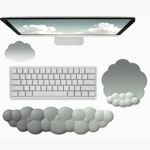 THONIV - Cloud Wrist Rest for Keyboard and Mouse, Soft Memory Foam Support with Non-Slip Base, Cute Cloud Design for Typing, Gaming, Office, Bonus Coaster Included for Desk Aesthetic (Green Gradient) - color: Green Gradient