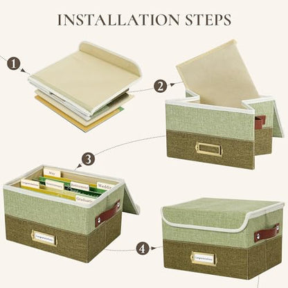 Vienrose Greeting Card Organizer Box, Foldable Storage Box with 20 Removable Dividers and 84 Self-Adhesive Labels, Card Box for Greeting Cards Photos Envelopes Stickers Postcards, Sage & Olive - color: Sage & Olive