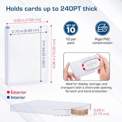 BCW Thick Card Topload Holder | Holds Relic, Patch, and Jersey Cards | Protective Card Sleeves for Collectibles and Trading Cards | Protective Rigid Plastic Display Card Holder (240 pt. / 7 MM) - color: 240 Pt. / 7 Mm