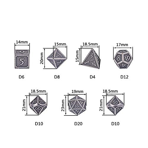 HEIMDALLR Metal DND Dice Set 7pcs - Indestructible Metal Dice Set w/Dice Bag; D&D Dice Set D&D (Dungeons and Dragons Dice Set) w/ D20 Dice - Blacksmith Craft Dice (Weathered Iron) - color: 02 Weathered Iron
