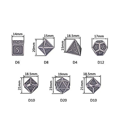 HEIMDALLR Metal DND Dice Set 7pcs - Indestructible Metal Dice Set w/Dice Bag; D&D Dice Set D&D (Dungeons and Dragons Dice Set) w/ D20 Dice - Blacksmith Craft Dice (Weathered Iron) - color: 02 Weathered Iron