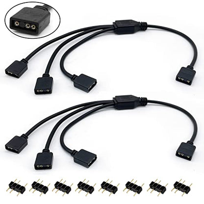 1-to-3 ARGB Splitter Cable, ARGB Cable, 5V 3 Pin Addressable RGB Splitter Extension Cable ARGB LED Sync Cable for Extend PC Computer ARGB Fans Or ARGB LED Series (2 Pack) - style: 1-to-3