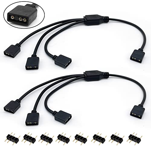 1-to-3 ARGB Splitter Cable, ARGB Cable, 5V 3 Pin Addressable RGB Splitter Extension Cable ARGB LED Sync Cable for Extend PC Computer ARGB Fans Or ARGB LED Series (2 Pack) - style: 1-to-3