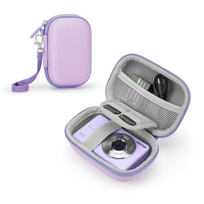 SQERO Camera Case for Digital Camera CAMKORY DC403/KODAK PIXPRO FZ55/FZ45 | SD Card Storage Travel Carry Cute Case Bag Small, Anti-Shock Dot Protection - color: Violet