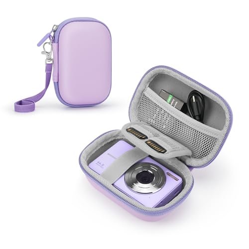 SQERO Camera Case for Digital Camera CAMKORY DC403/KODAK PIXPRO FZ55/FZ45 | SD Card Storage Travel Carry Cute Case Bag Small, Anti-Shock Dot Protection - color: Violet