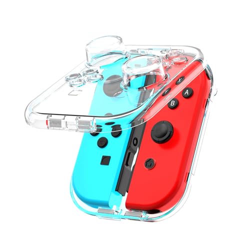 IINE Storage Case for Joy-con, Portable Dust-Proof Protective Box Compatible with Nintendo Switch Joy-Con, Switch/OLED PC Transparent Shell Case with Magnetic Closure - color: transparent