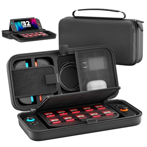 Carrying Case Compatible with Nintendo Switch 2 & Original & OLED Version, Custom Spot for Joy-con & AC Adapter, Portable Travel Nintendo Switch 2 Accessories Carrying Case Bag for 20 Games Cards