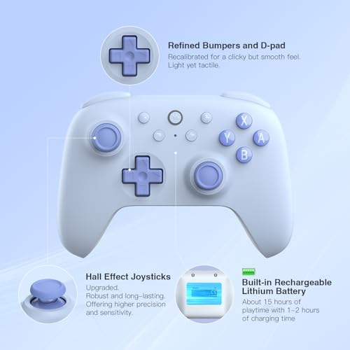 8Bitdo Ultimate 2C Bluetooth Controller for Switch/Switch 2 (Blue) | Hall Effect Joystick Update, Remappable L4/R4 Bumpers, 6-axis Motion Control, Rumble Vibration and Turbo Function - color: Blue