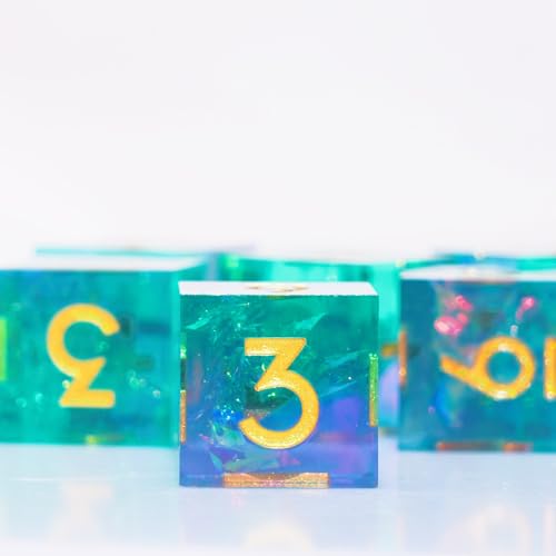 Generic 6PCS 16mm D6 Resin dice Set Dice for DND Dungeons and Dragons Role Playing Game (Azure + Purple) - color: Azure + Purple