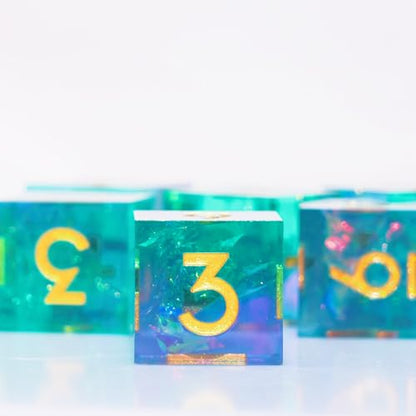 Generic 6PCS 16mm D6 Resin dice Set Dice for DND Dungeons and Dragons Role Playing Game (Azure + Purple) - color: Azure + Purple