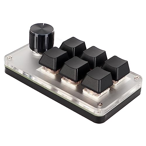 Programmable Macro Keyboard, Mechanical Gaming Macro Keyboard with Customized Knobs, Red Switch, One Handed Macro Keypad, Mini USB Wired OSU Keypad for Desktop PC (6 Keys with 1 - size: 6 Keys with 1 Knob