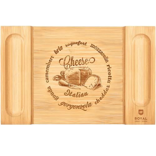 ROYAL CRAFT WOOD Charcuterie and Cheese Board - Large Bamboo Cheese Board - Serving Tray Platter - House Warming Gifts New Home, Birthday Gifts for Mom Dad Women Men - 15.5"x10" - style: 1-2 Guests