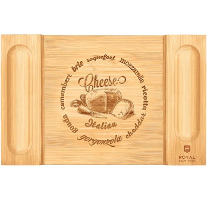 ROYAL CRAFT WOOD Charcuterie and Cheese Board - Large Bamboo Cheese Board - Serving Tray Platter - House Warming Gifts New Home, Birthday Gifts for Mom Dad Women Men - 15.5"x10" - style: 1-2 Guests