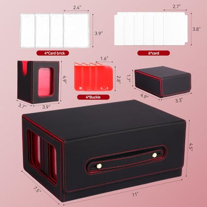 Trading Card Storage Box for MTG Commander, Deck Case with Clear Display Window, Magnetic Closure & Card Dividers for TCG Cards