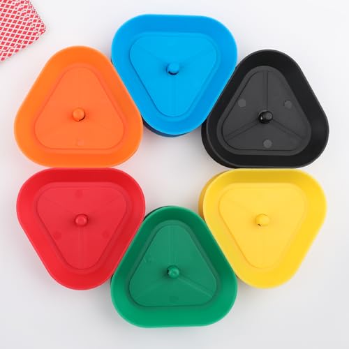 6 Pcs Playing Card Game Holders, 6 Colors Hands Free Triangle Shaped Poker Tray, Holds Up to 15 Poker Cards Hands for Kids, Adults,Parties,Classroom Activities Not Included Cards - color: 3
