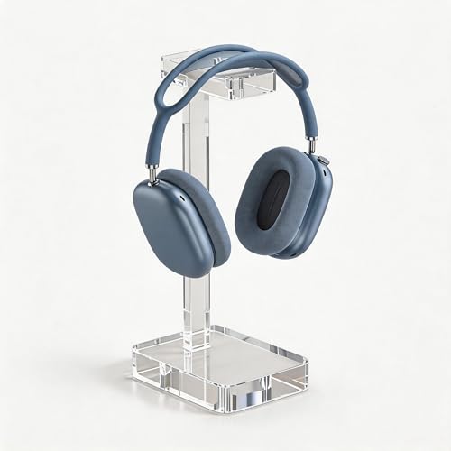 Clear Acrylic Headphone Stand for Desk, Solid One-Piece Headset Holder, Stable Non-Slip Base, Universal Headphone Hanger for Gaming Setup, Office Desk & Home Organization - color: Clear