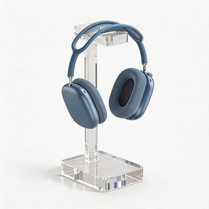 Clear Acrylic Headphone Stand for Desk, Solid One-Piece Headset Holder, Stable Non-Slip Base, Universal Headphone Hanger for Gaming Setup, Office Desk & Home Organization - color: Clear
