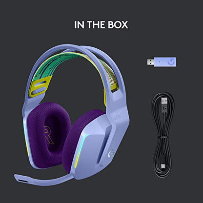 Logitech G733 Lightspeed Wireless Gaming Headset - Lilac | Suspension headband, LIGHTSYNC RGB, Blue VO!CE mic technology, PRO-G audio drivers - color: Lilac