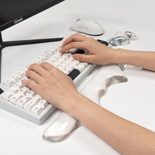 Ergonomic Gel Wrist Rest for Keyboard and Mouse, Cute Silicone Wrist Rest for Computer Keyboard 60%/68%/75% (White) - color: White
