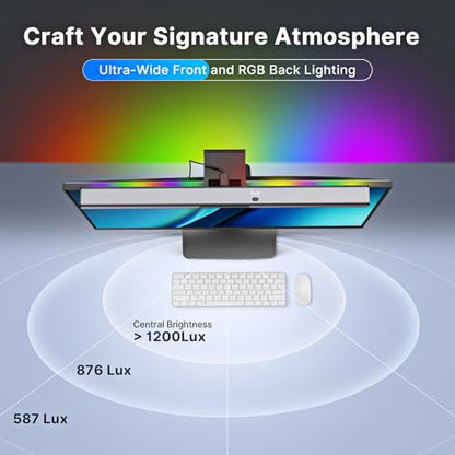 Syrinx Monitor Light Bar with Backlight, Gaming & Home Office Monitor Lamp | CRI95+, No Screen Glare Eye Care Light, 1200lm, Touch & Gesture Control, Stepless Dimming for Flat & Curved Monitors, Pro - style: Pro