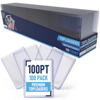 Premium Seamless 20PT - 360PT Thick Top Loaders for Cards | Top Loader Card Holder, Baseball Card Sleeves Hard Plastic, Hard Trading Cards Sleeves, TCG Sports Sleeve Hards, Toploader Clear Plastic. - style: 100PT - 100 Count