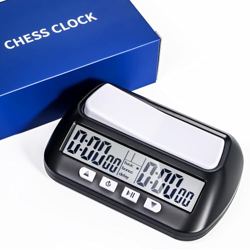 Digital Chess Clock, Professional Electronic Chess Timer with Alarm, Multifunction Portable Chess Clock with Countdown, Bonus, Delay Features, for International Chess Chinese Chess Board Go Game