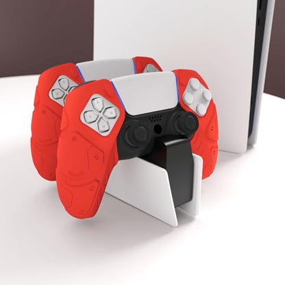 PlayVital Mecha Edition Passion Red Ergonomic Soft Controller Silicone Case Grips for ps5, Rubber Protector Skins with Thumbstick Caps for ps5 Controller - Compatible with Charging Station - color: Passion Red