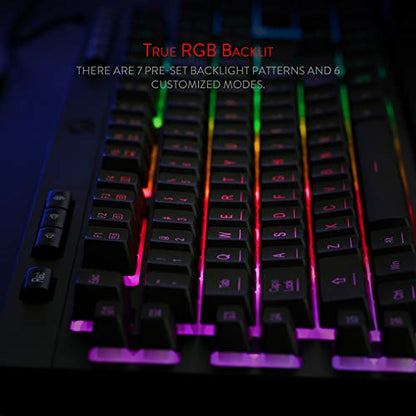 Redragon K512 Shiva RGB Backlit Membrane Gaming Keyboard with Multimedia Keys, Quiet Mechanical Feeling Keyboard, 6 Extra On-Board Macro Keys, Dedicated Media Control, Detachable Wrist Rest - color: Black
