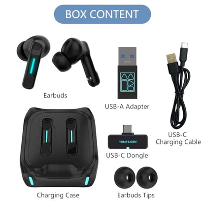 SW4 Pro Wireless Earbuds for PC/Computer/Laptop/Mobile - Dongle & Bluetooth - 20ms Low Latency - 4 Mics – Gaming - Work Headset/Headphones for Office
