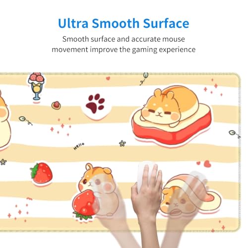 Cute Hamster Mouse Pad XL Large Mousepad Non Slip Rubber Base Desk Mat for Laptop Computer Gaming 31.5" X 12" - color: Cute Hamster