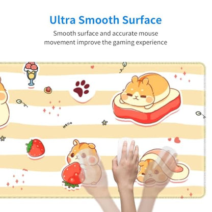 Cute Hamster Mouse Pad XL Large Mousepad Non Slip Rubber Base Desk Mat for Laptop Computer Gaming 31.5" X 12" - color: Cute Hamster