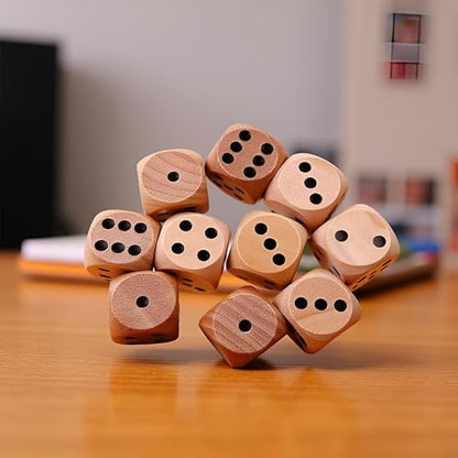 10Pcs Wooden D6 Dice Set, 20mm Round Corner, 6 Sided Gaming Dice for Adults Standard Game Dice