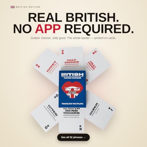 Lingo British Slang Playing Cards in Premium Travel Tin | Learn Funny British English Expressions | Luxury Gift Box for Anglophiles & London Travelers | Hilarious Card Game for Adults