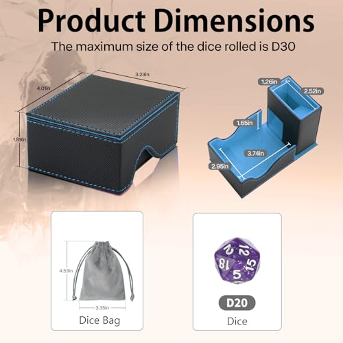 Dice Tower and Tray,Foldable Portable Dice Rolling Tower,Dice Roller Accessory for Dungeons and Dragons,Classic Board Games,RPG Games, and Tabletop Games Black/Blue - color: Black/Blue