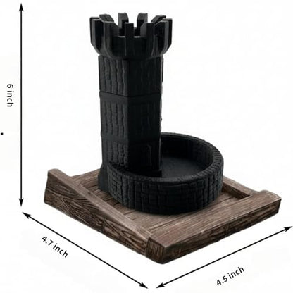 Castle Retro DND Dice Rolling Dice Tower Dungeons and Dragons Dice Jail D&D Accessories (Random 7PCS D20 Dice Set Included) Black