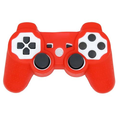 OSTENT Protective Silicone Gel Soft Skin Case Cover Pouch for Sony PlayStation PS2 PS3 Controller Color Red - color: Red