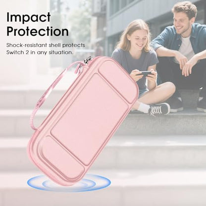 FINTIE Carrying Case for Nintendo Switch 2 (2025), Shockproof Hard Shell Switch 2 Case, Protective Cover Travel Bag with 19 Game Card & 2 Micro SD Card Slots & Inner Pocket, Rose Gold - color: Rose Gold