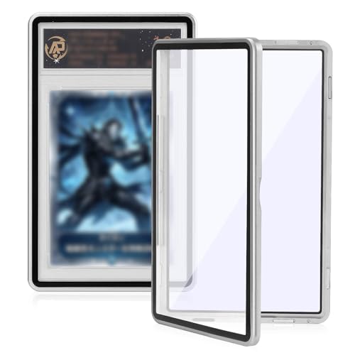 Magnetic Graded Card Case, Premium Aluminum Alloy Protector with 9-Point Lock, Personalized Slab Bumper for BGS, Drop-Tested & UV Resistant, Ideal for Display & Long-Term Storage (Silver) - color: Silver, style: BGS Card Case