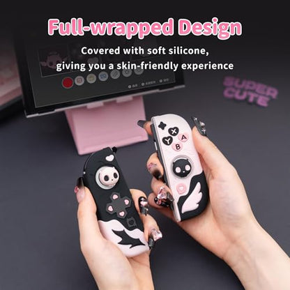 GeekShare Protective Case for Switch OLED Model,Anti-Scratch Slim Cover Case Compatible with Switch OLED Separable Soft Silicone Shell with 2 Thumb Grip Caps- Sweetheart Skull - size: for Switch OLED