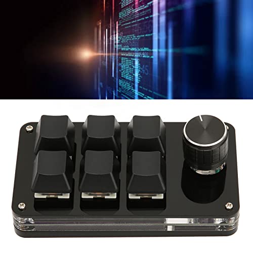6 Key Mini Keypad One Handed Mechanical Gaming Keyboard with Knob,USB DIY Programmable Keyboard OSU Gaming Keyboard for Gaming Office