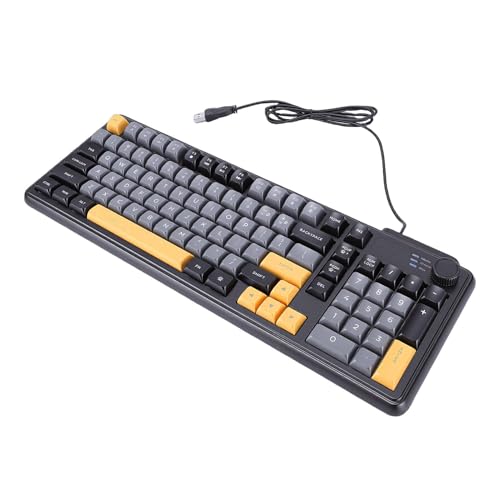 Wired Gaming Keyboard, RGB Backlit Membrane Keyboard, Ultra Compact Ergonomic with Knob, Silent Anti Ghosting Keys & PBT Keycaps, Ideal for PC Laptop