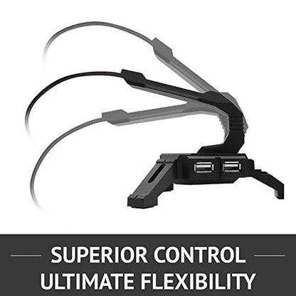 Tilted Nation Gaming Mouse Bungee Cord Holder with 4 Port USB Hub For PC & XBOX Wired Mice - Pro Esports Drag-Free Cable Management - Red LED