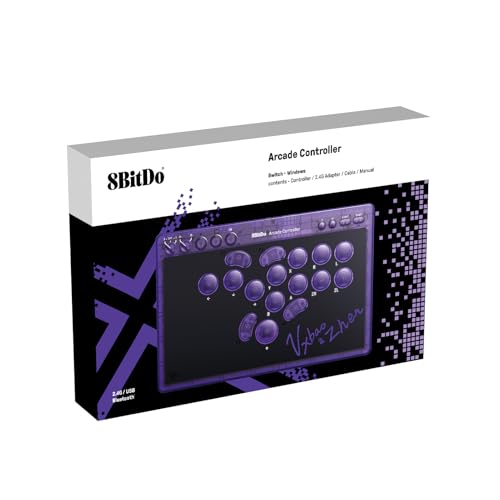 8BitDo All-Button Arcade Controller for Switch & Windows, Signature Edition | Leverless, All-button, Ultimate precision, Low-profile Linear Switches, 4 Programmable Buttons, Hot-swappable PCB, Ultra thin - color: Signature Edition