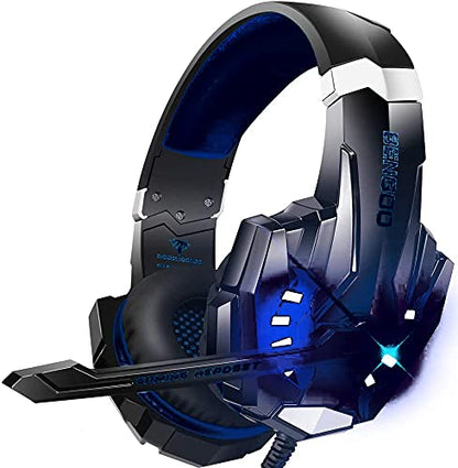 BENGOO G9000 Stereo Gaming Headset for PS4 PC Xbox One PS5 Controller, Noise Cancelling Over Ear Headphones with Mic, LED Light, Bass Surround, Soft Memory Earmuffs for Laptop Mac - Black - color: Black