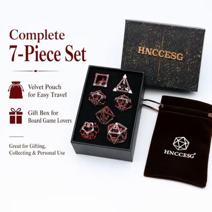 Hollow Cthulhu Dice Set,7-Piece Polyhedral Dice for D&D,Blood | Lightweight 3D Hollow Octopus Dice with Clear Numbers, Copper Construction,Gift Box and Velvet Bag for RPG Play and Gifting. - color: Cthulhu Blood