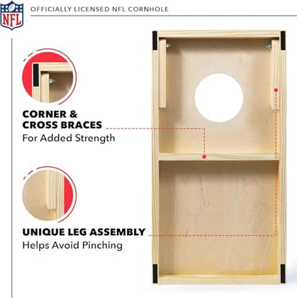 NFL Football Portable Cornhole Set, 2 Boards & 8 Bean Bags | Officially Licensed Product, Solid Wood, Direct Print HD Graphics, Mesh Carry Bag, Yard Games, Outdoor Game, Bean Bag Toss