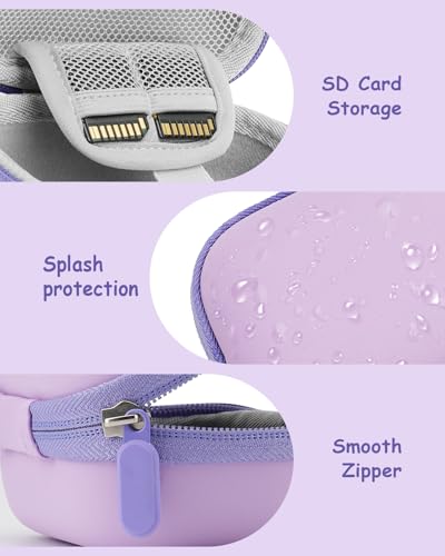 SQERO Camera Case for Digital Camera CAMKORY DC403/KODAK PIXPRO FZ55/FZ45 | SD Card Storage Travel Carry Cute Case Bag Small, Anti-Shock Dot Protection - color: Violet