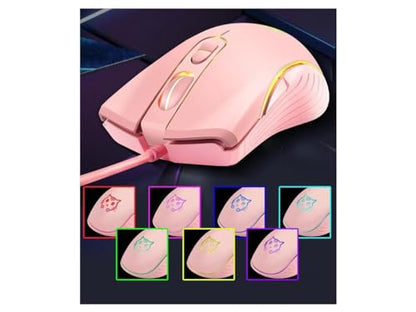 Gaming Wired USB Mouse, 2400DPI 4 Adjustable Levels, Ergonomic Slient Mouse for PC/Desktop/Laptop - Pink Cat